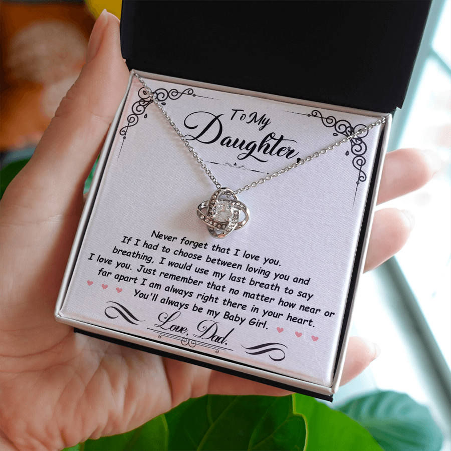 To My Daughter Necklace from Mom and Dad, Birthday, Graduation, Christmas Love Knot Necklace for Her