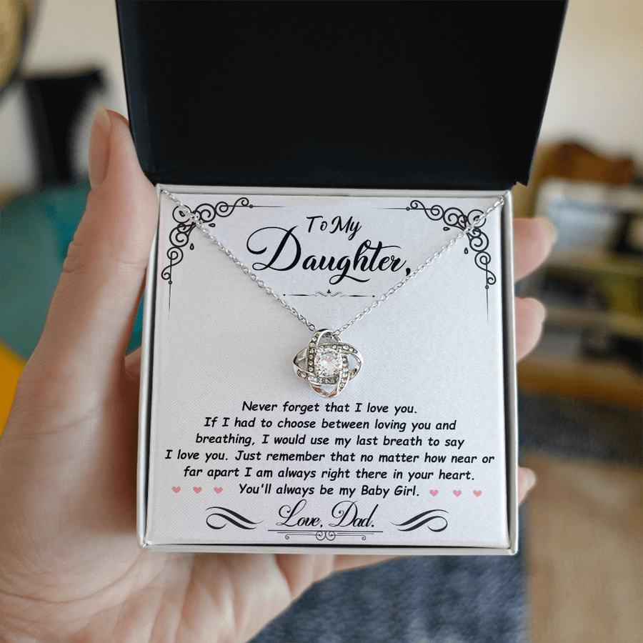 To My Daughter Necklace from Mom and Dad, Birthday, Graduation, Christmas Love Knot Necklace for Her