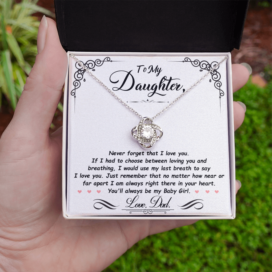 To My Daughter Necklace from Mom and Dad, Birthday, Graduation, Christmas Love Knot Necklace for Her