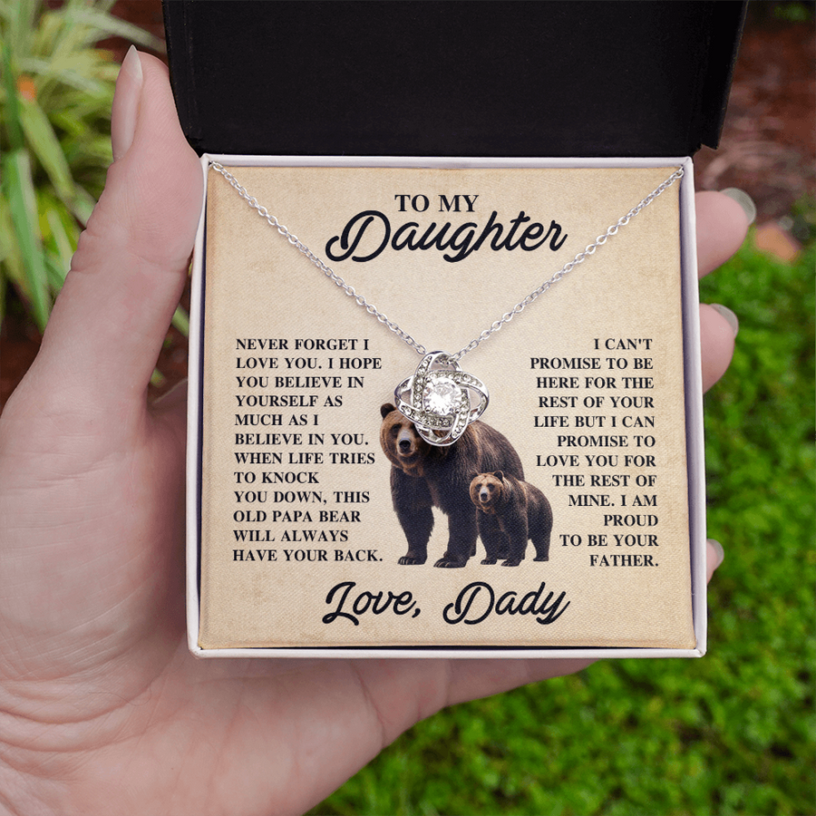 To My Daughter Love Knot Necklace – Unbreakable Bond Jewelry Gift for Birthday or Holiday