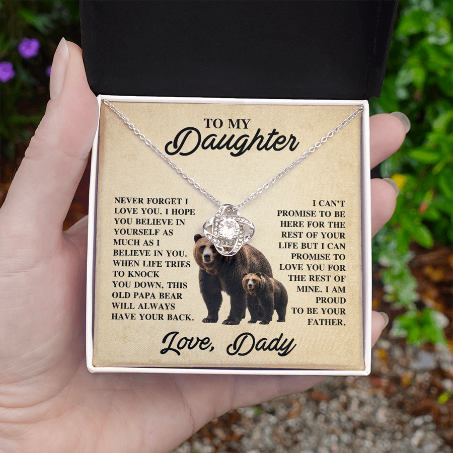 To My Daughter Love Knot Necklace – Unbreakable Bond Jewelry Gift for Birthday or Holiday