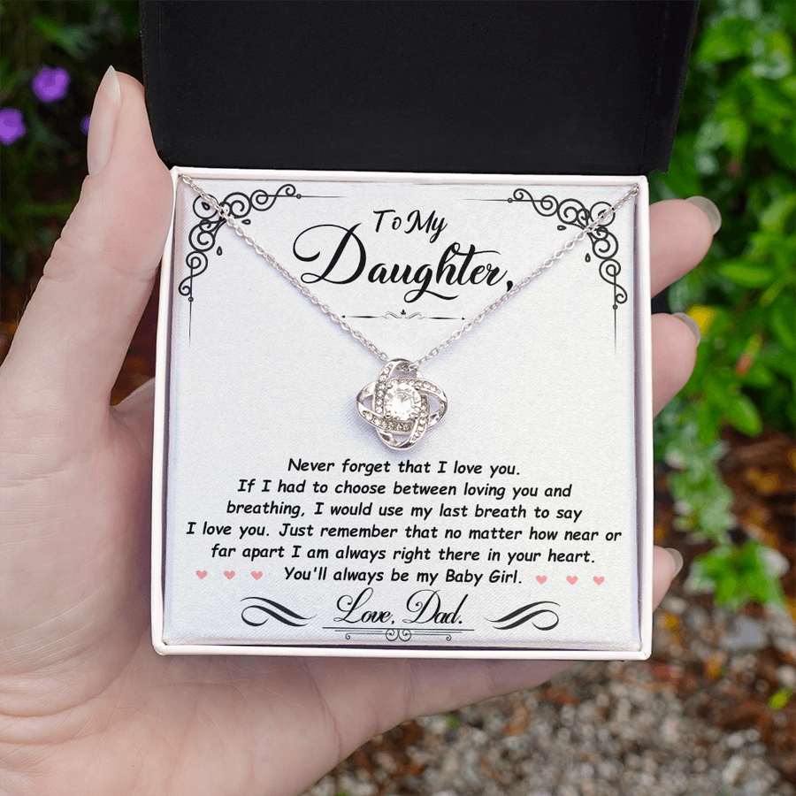 To My Daughter Necklace from Mom and Dad, Birthday, Graduation, Christmas Love Knot Necklace for Her