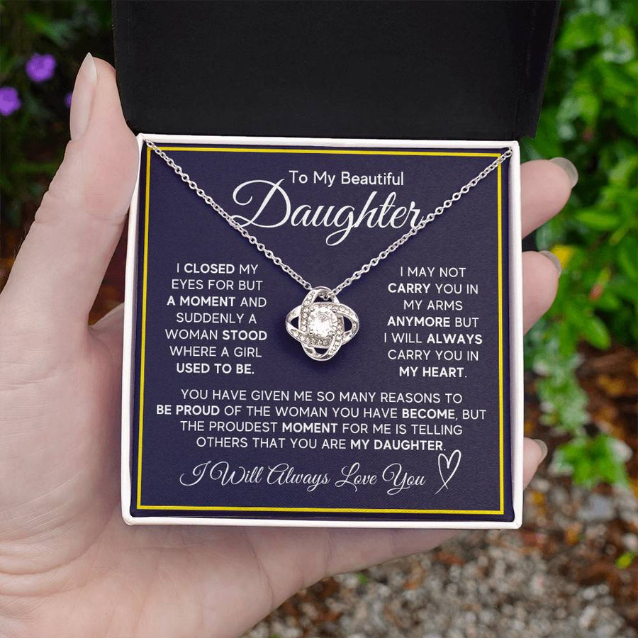 Daughter Gifts from Mom and Dad, Necklace & Message Card & LED Gift Box for Birthday, or Christmas