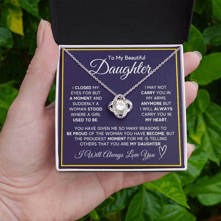 Daughter Gifts from Mom and Dad, Necklace & Message Card & LED Gift Box for Birthday, or Christmas