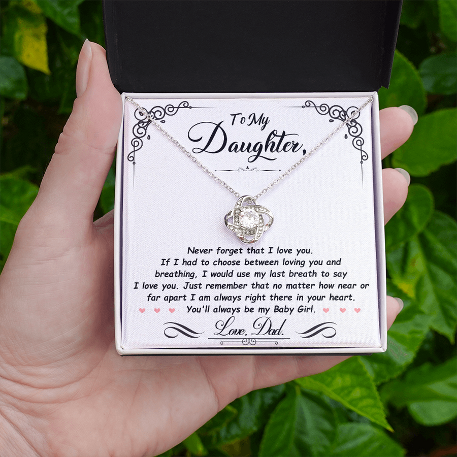 To My Daughter Necklace from Mom and Dad, Birthday, Graduation, Christmas Love Knot Necklace for Her