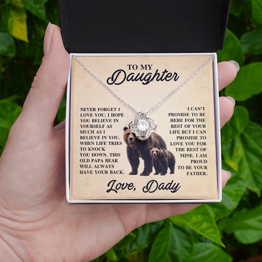 To My Daughter Love Knot Necklace – Unbreakable Bond Jewelry Gift for Birthday or Holiday