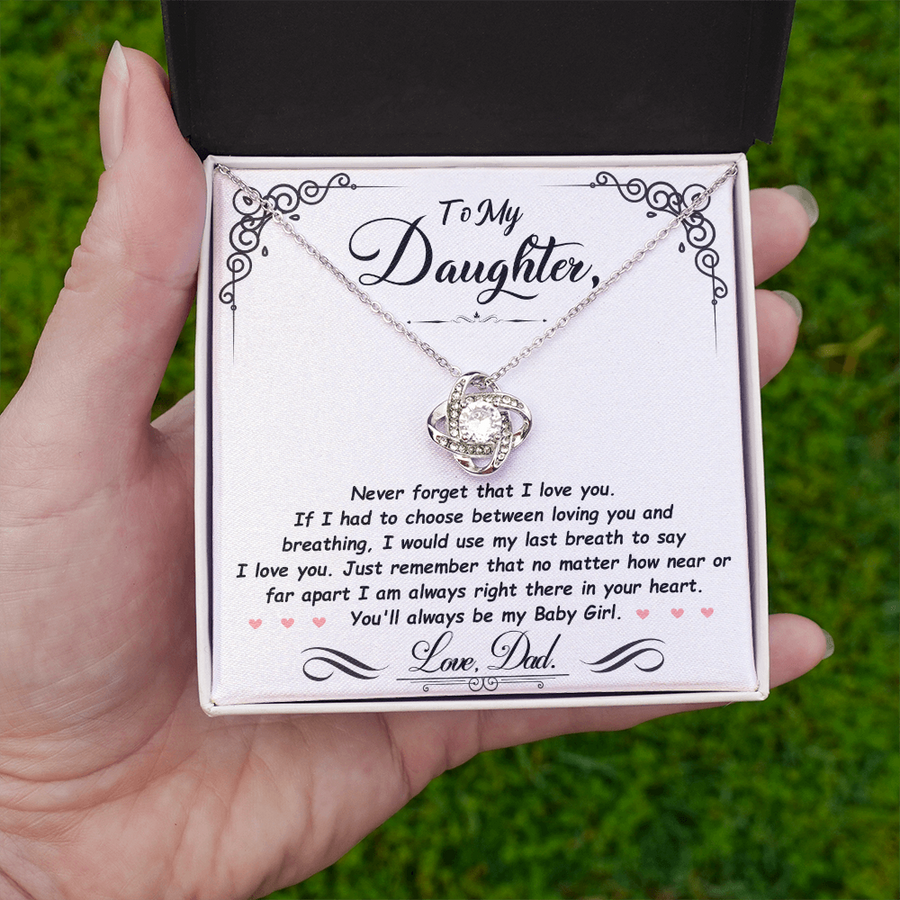 To My Daughter Necklace from Mom and Dad, Birthday, Graduation, Christmas Love Knot Necklace for Her