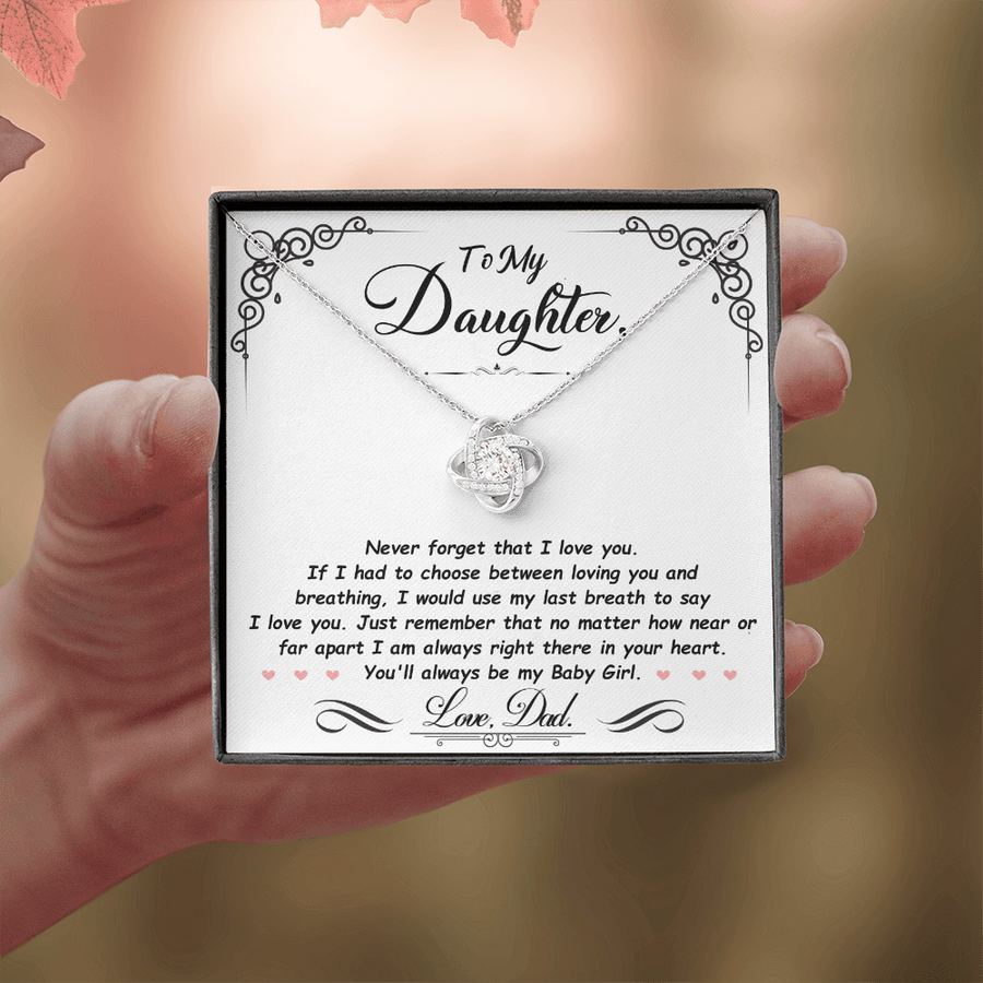 To My Daughter Necklace from Mom and Dad, Birthday, Graduation, Christmas Love Knot Necklace for Her