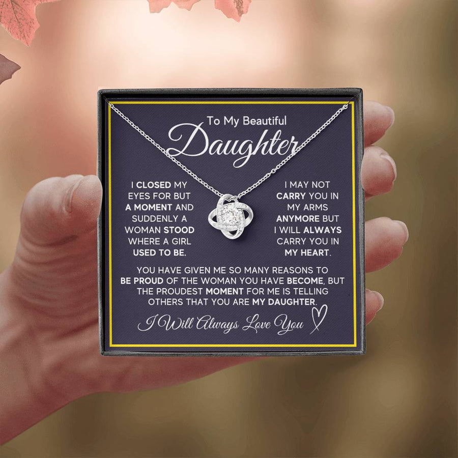 Daughter Gifts from Mom and Dad, Necklace & Message Card & LED Gift Box for Birthday, or Christmas
