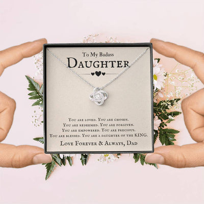 Load image into Gallery viewer, To My Badass Daughter Necklace from Dad, You Are Loved, Chosen, You Are a Daughter of the King
