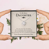 Load image into Gallery viewer, To My Badass Daughter Necklace from Dad, You Are Loved, Chosen, You Are a Daughter of the King
