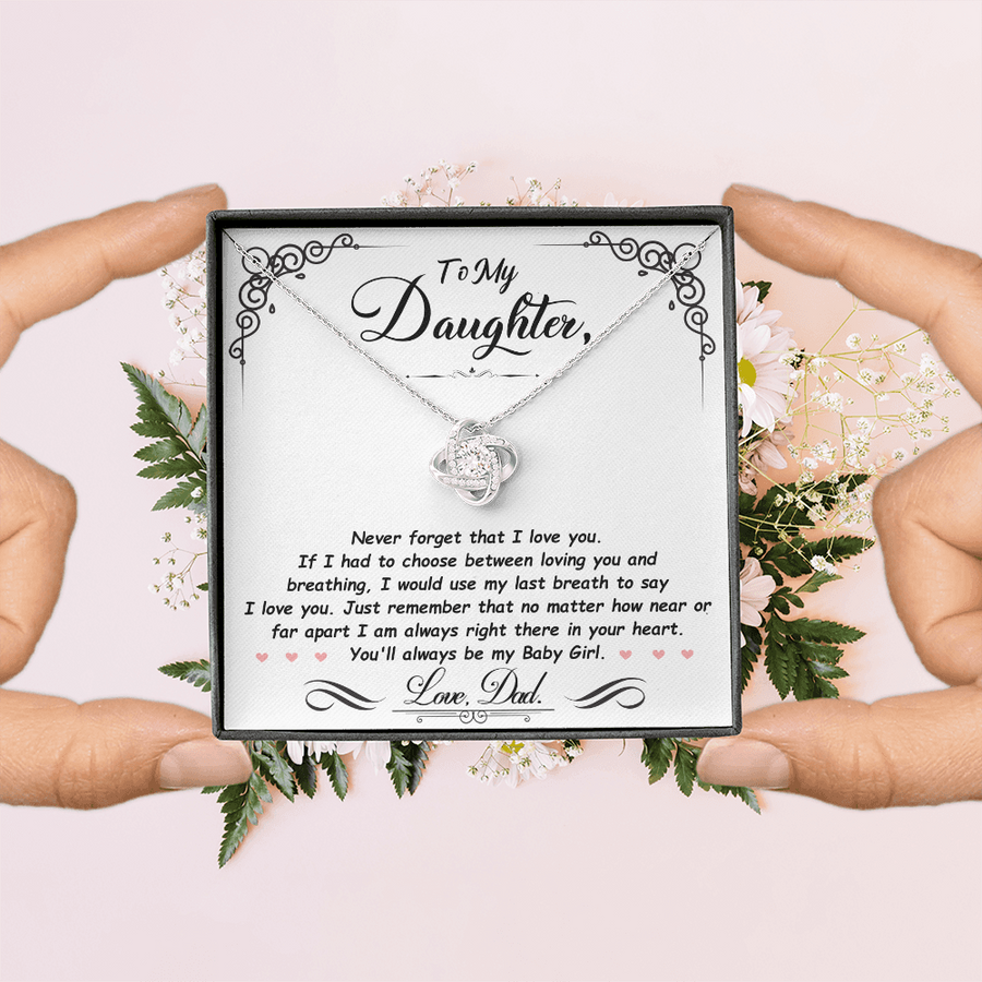 To My Daughter Necklace from Mom and Dad, Birthday, Graduation, Christmas Love Knot Necklace for Her