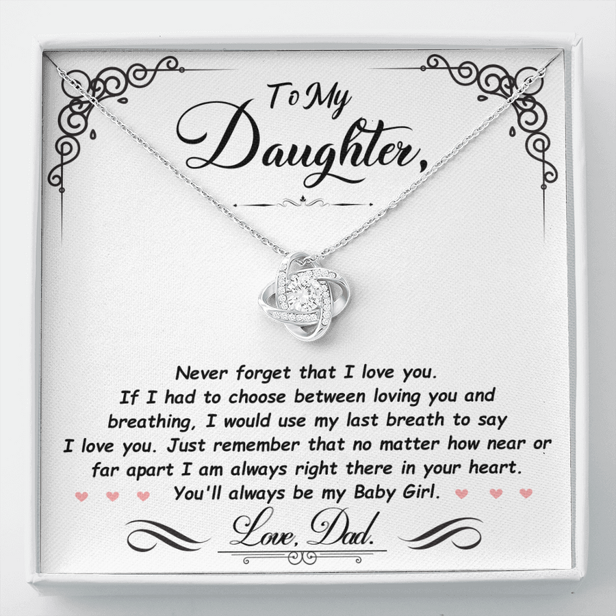 To My Daughter Necklace from Mom and Dad, Birthday, Graduation, Christmas Love Knot Necklace for Her