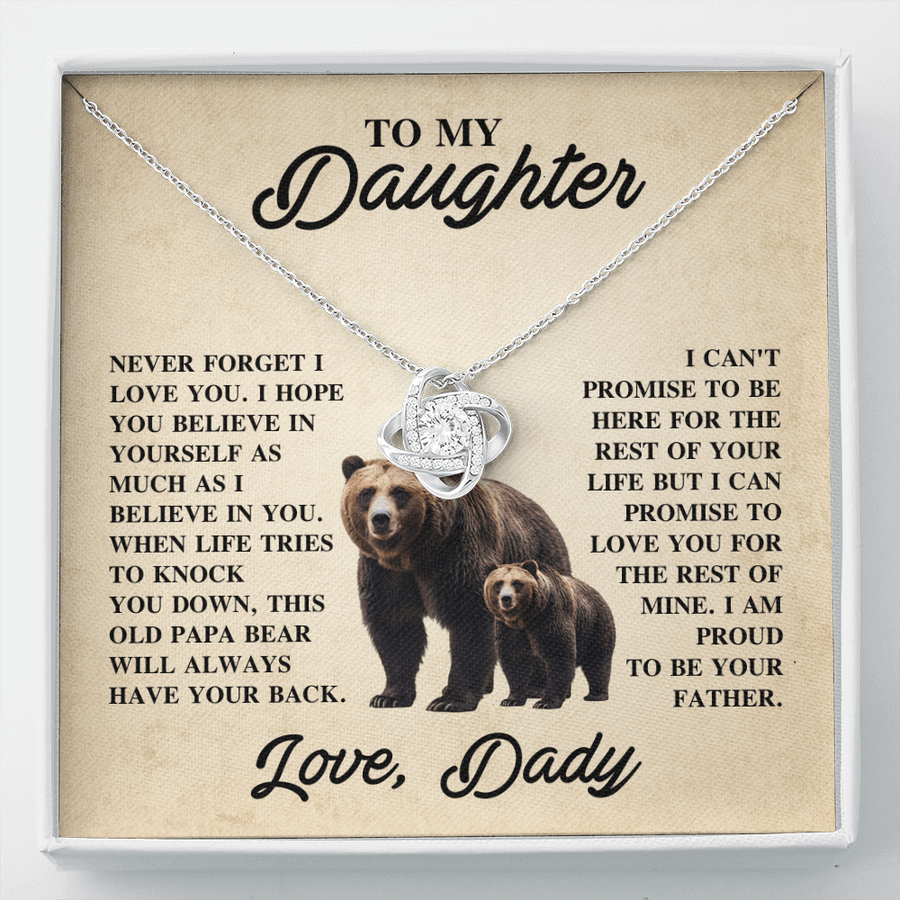 To My Daughter Love Knot Necklace – Unbreakable Bond Jewelry Gift for Birthday or Holiday