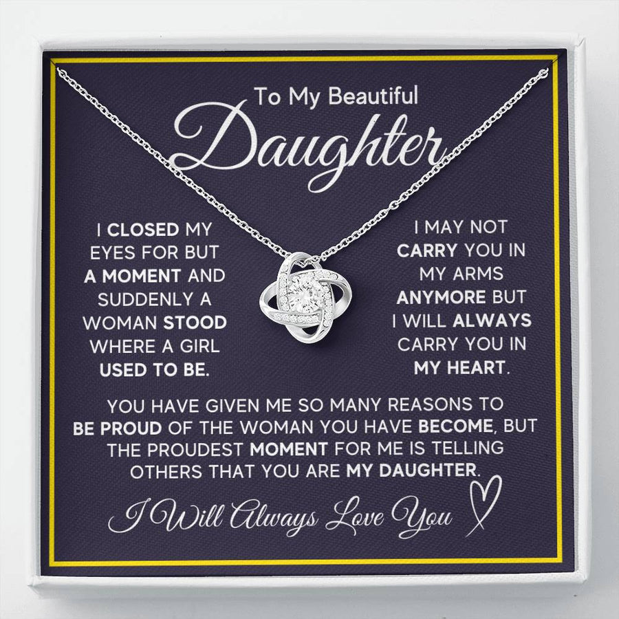 Daughter Gifts from Mom and Dad, Necklace & Message Card & LED Gift Box for Birthday, or Christmas