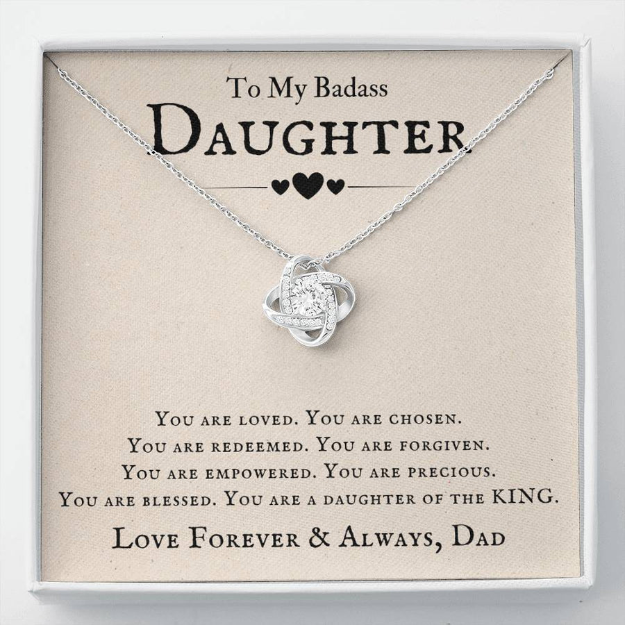 To My Badass Daughter Necklace from Dad, You Are Loved, Chosen, You Are a Daughter of the King