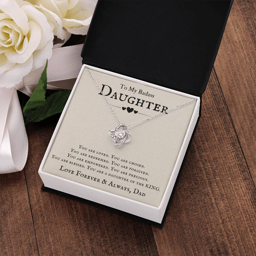 To My Badass Daughter Necklace from Dad, You Are Loved, Chosen, You Are a Daughter of the King