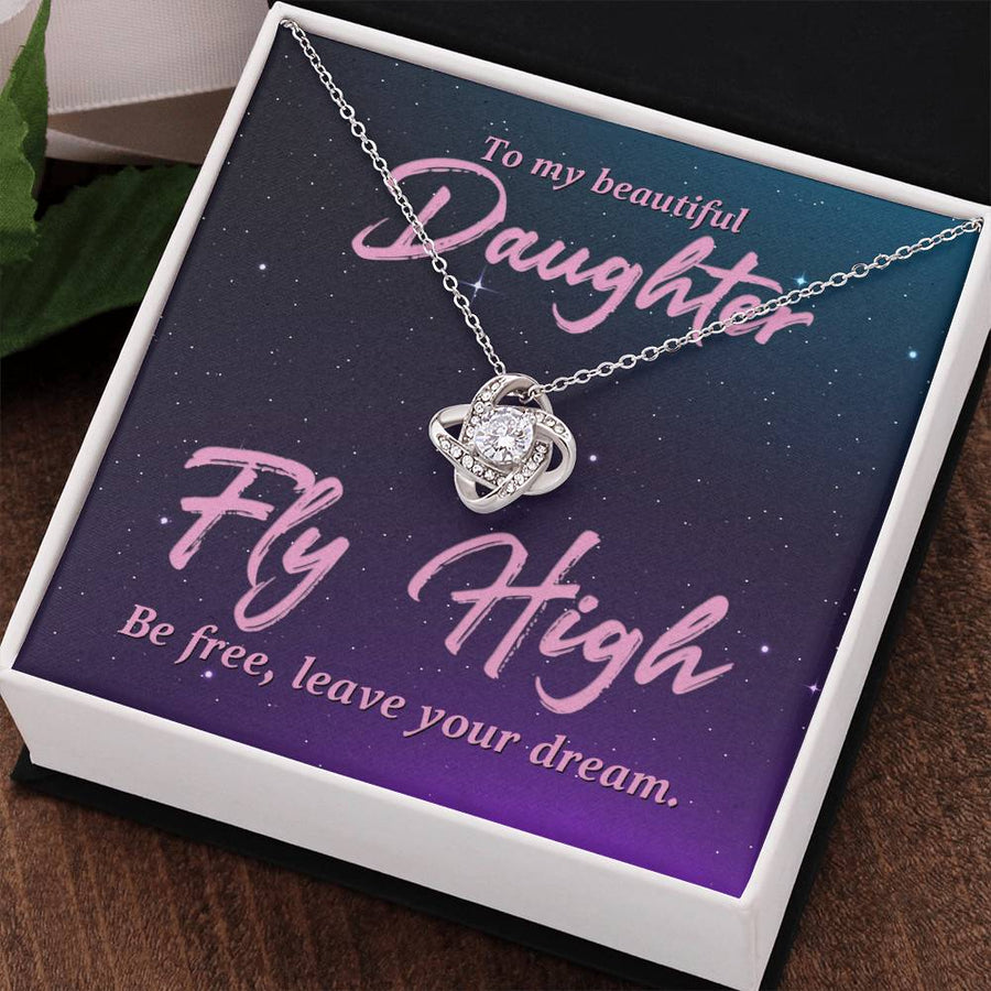 To My Beautiful Daughter Necklace from Mom and Dad, Fly High Be Free, Leave Your Dream