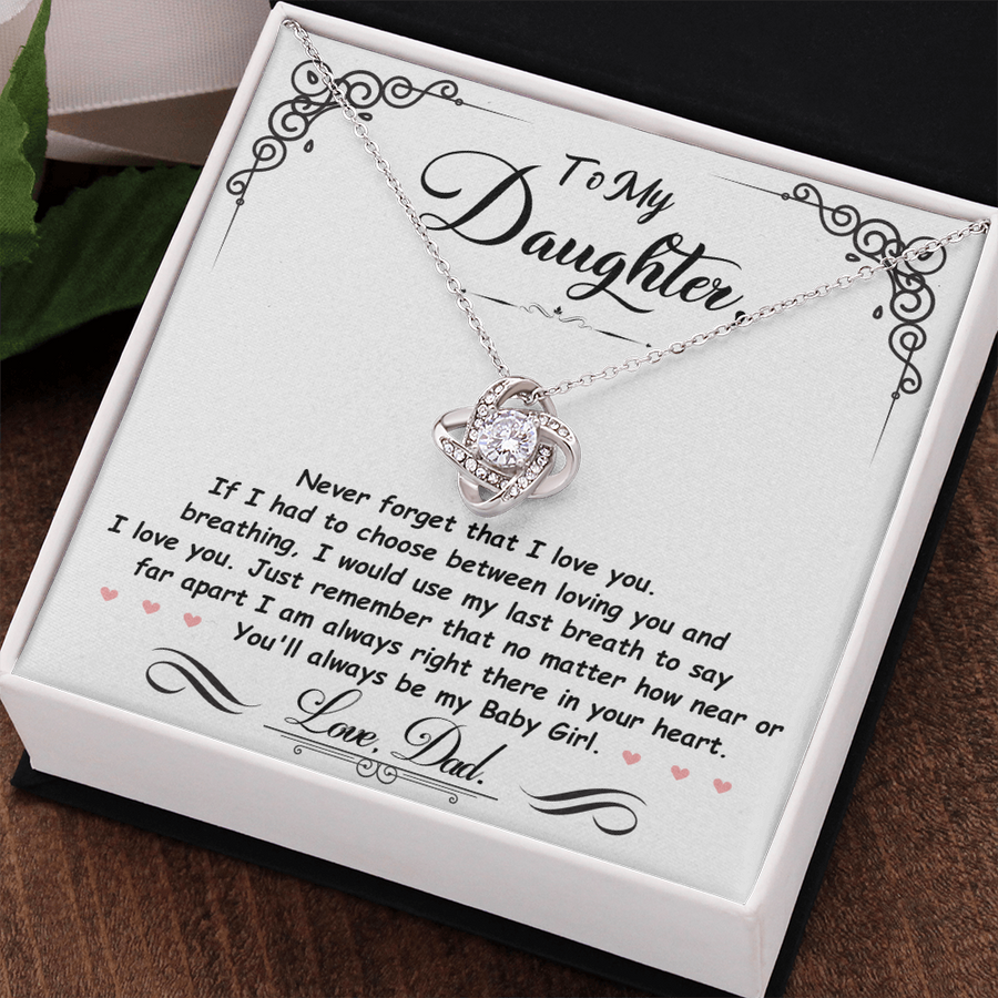 To My Daughter Necklace from Mom and Dad, Birthday, Graduation, Christmas Love Knot Necklace for Her