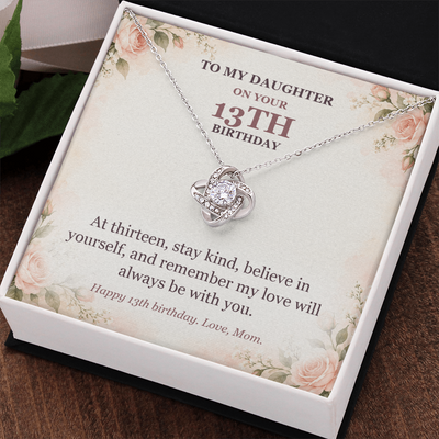 Load image into Gallery viewer, To My Daughter 13th Birthday Love Knot Necklace from Mom
