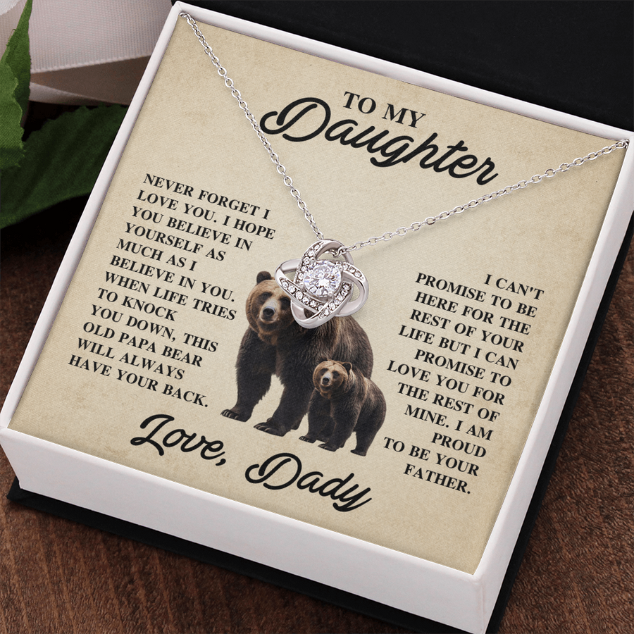 To My Daughter Love Knot Necklace – Unbreakable Bond Jewelry Gift for Birthday or Holiday