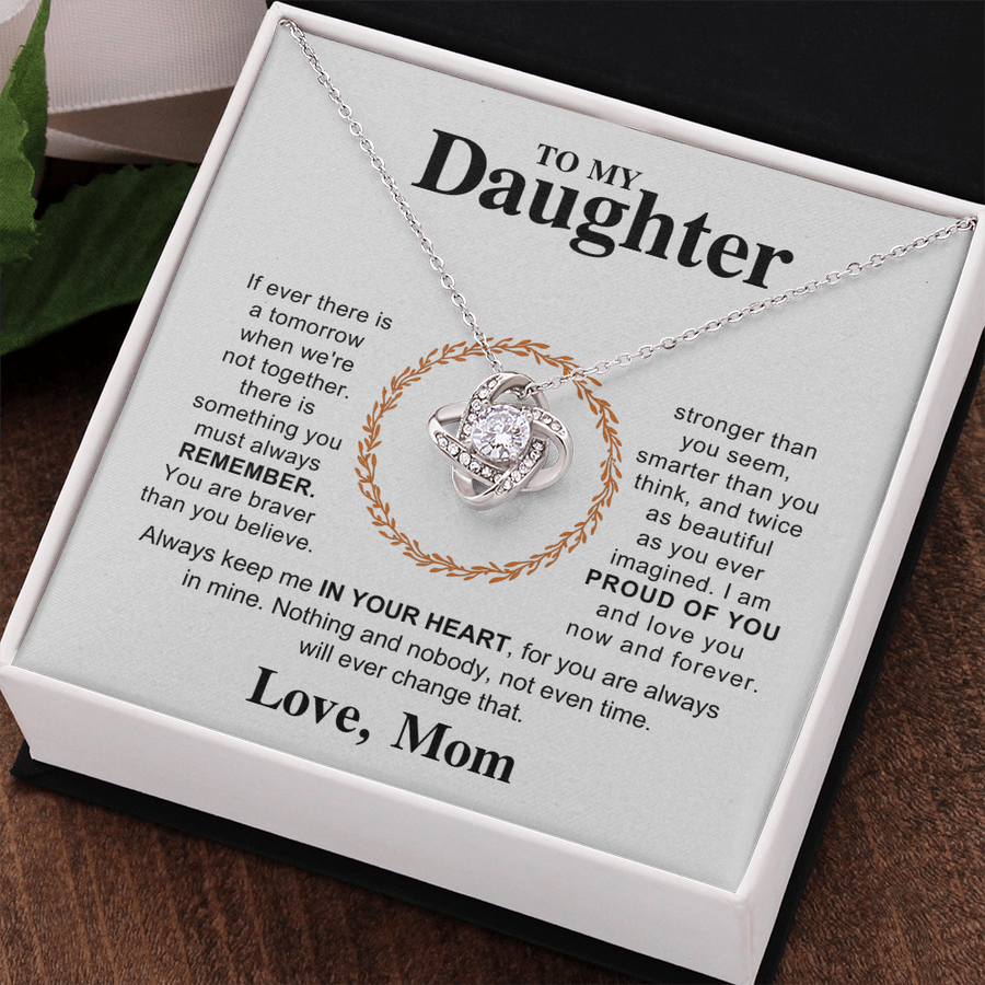 To My Daughter Necklace – Love Knot Pendant, Never Forget I Love You Gift from Dad