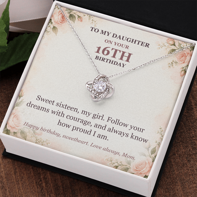 Load image into Gallery viewer, To My Daughter 16th Birthday Love Knot Necklace from Mom
