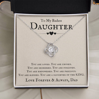 Load image into Gallery viewer, To My Badass Daughter Necklace from Dad, You Are Loved, Chosen, You Are a Daughter of the King
