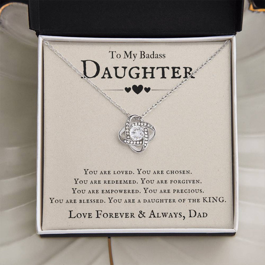 To My Badass Daughter Necklace from Dad, You Are Loved, Chosen, You Are a Daughter of the King