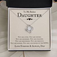 Load image into Gallery viewer, To My Badass Daughter Necklace from Dad, You Are Loved, Chosen, You Are a Daughter of the King

