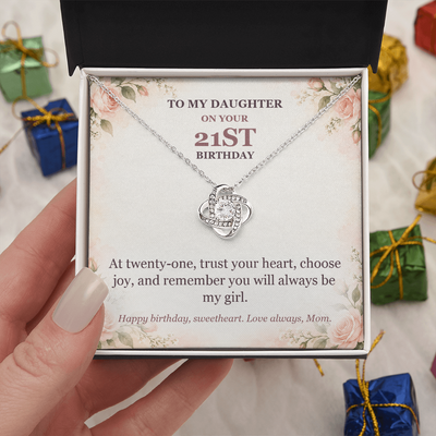 Load image into Gallery viewer, To My Daughter 21st Birthday Love Knot Necklace from Mom
