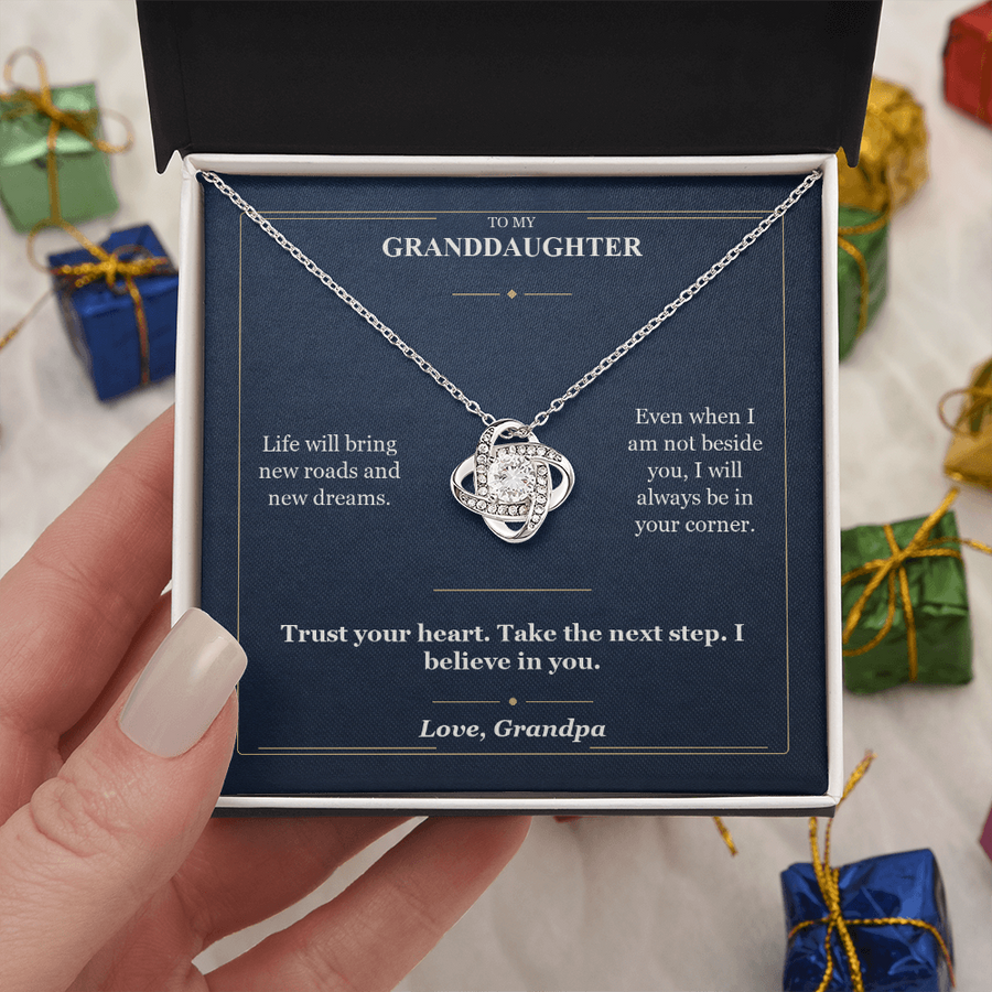 To My Granddaughter Love Knot Necklace from Grandpa | Always in Your Corner