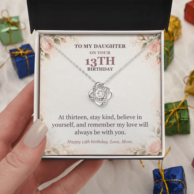 Load image into Gallery viewer, To My Daughter 13th Birthday Love Knot Necklace from Mom
