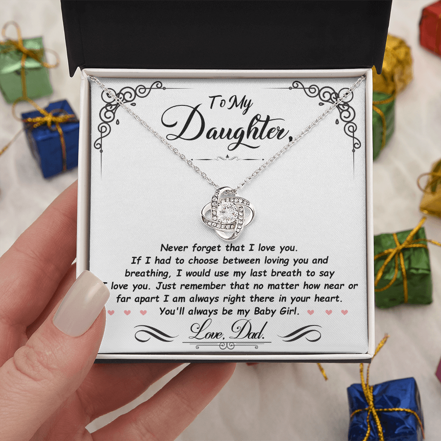 To My Daughter Necklace from Mom and Dad, Birthday, Graduation, Christmas Love Knot Necklace for Her