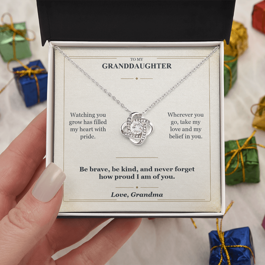 To My Granddaughter Love Knot Necklace from Grandma | Believe in You Gift