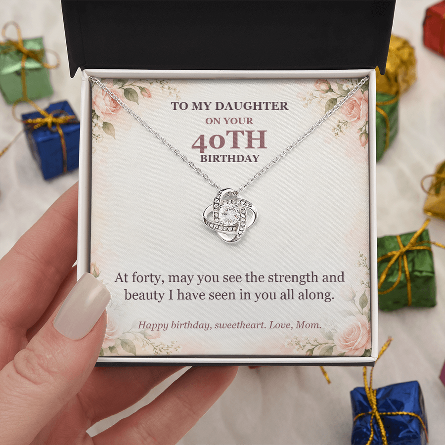 To My Daughter 40th Birthday Love Knot Necklace from Mom