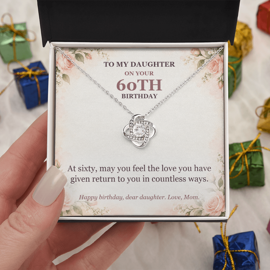 To My Daughter 60th Birthday Love Knot Necklace from Mom