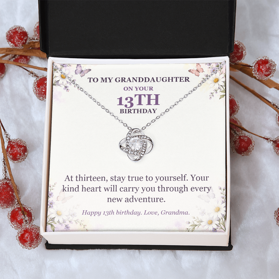 To My Granddaughter 13th Birthday Love Knot Necklace from Grandma