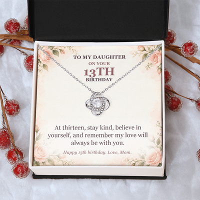 Load image into Gallery viewer, To My Daughter 13th Birthday Love Knot Necklace from Mom
