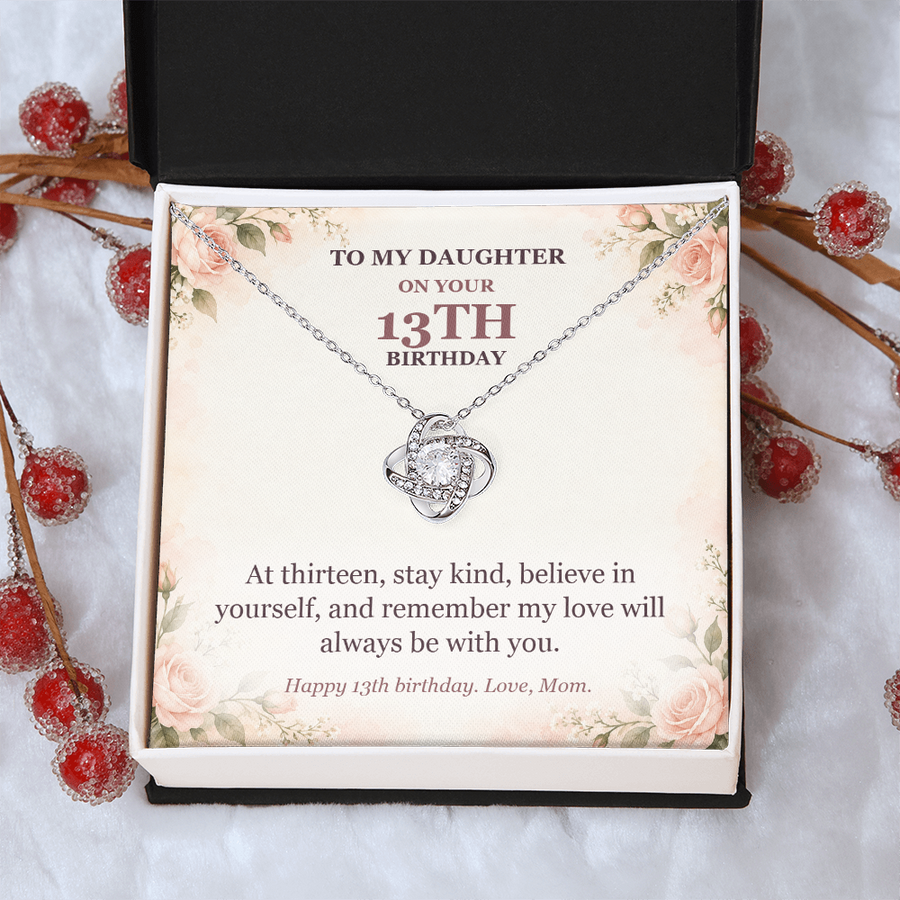 To My Daughter 13th Birthday Love Knot Necklace from Mom