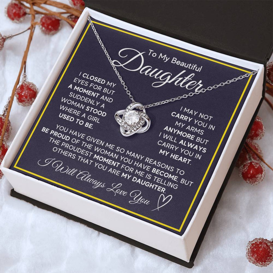 Daughter Gifts from Mom and Dad, Necklace & Message Card & LED Gift Box for Birthday, or Christmas