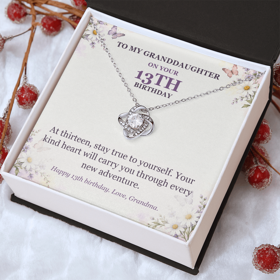 To My Granddaughter 13th Birthday Love Knot Necklace from Grandma