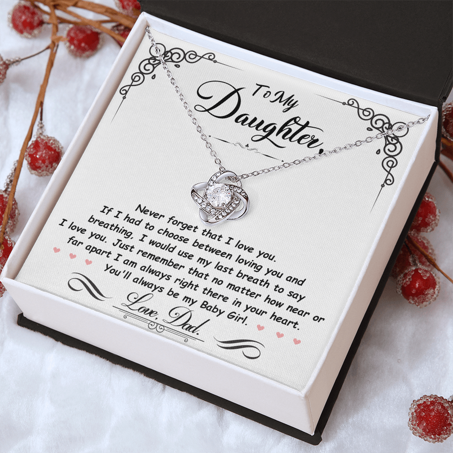 To My Daughter Necklace from Mom and Dad, Birthday, Graduation, Christmas Love Knot Necklace for Her