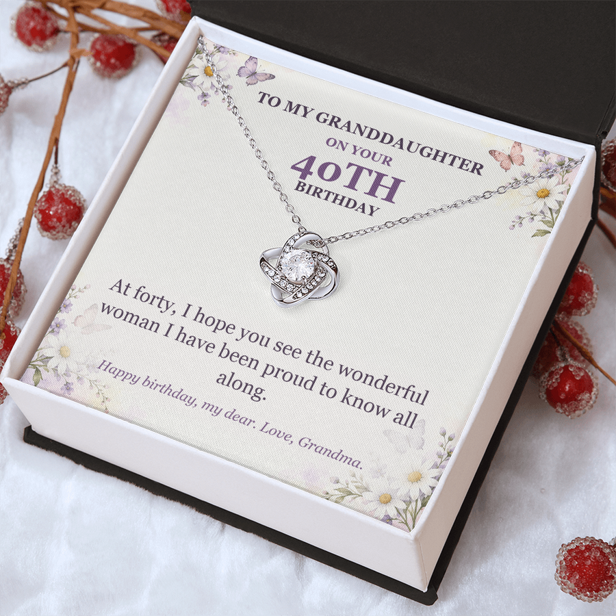To My Granddaughter 40th Birthday Love Knot Necklace from Grandma