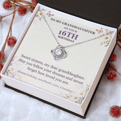 Load image into Gallery viewer, To My Granddaughter 16th Birthday Love Knot Necklace from Grandma
