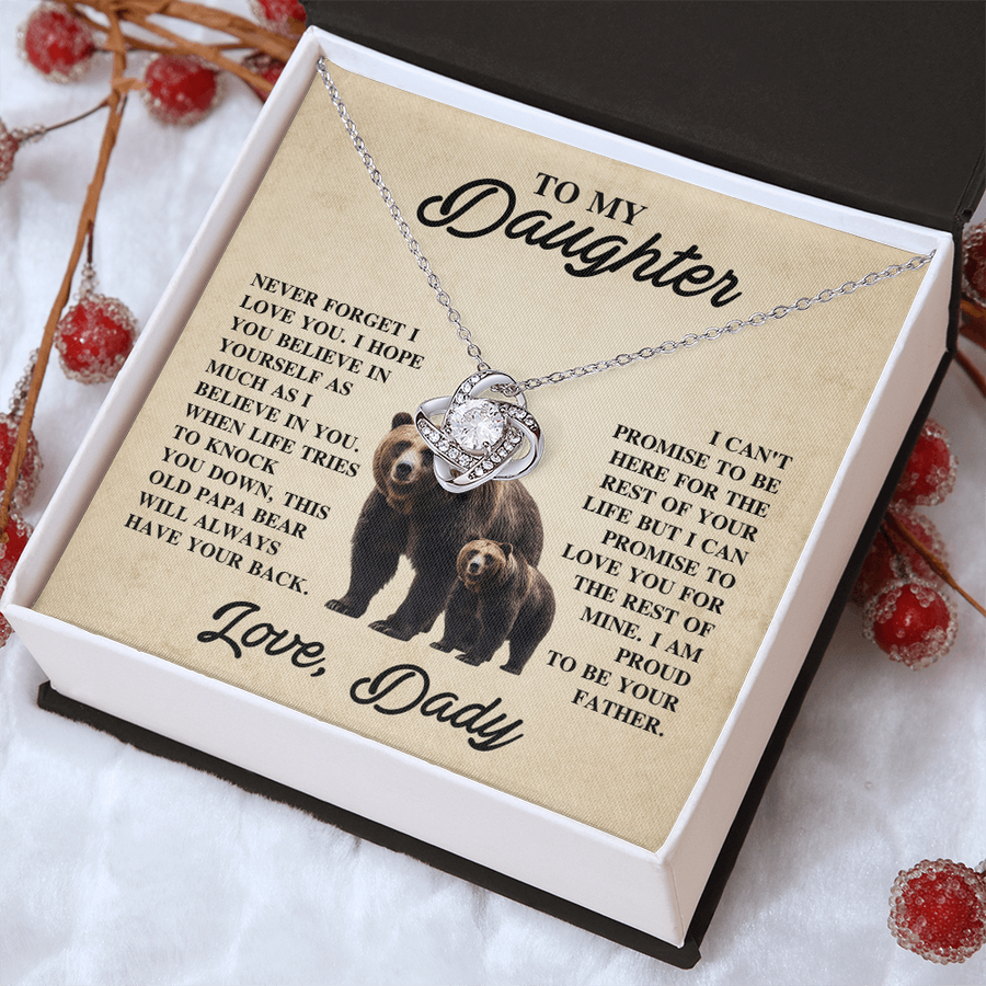 To My Daughter Love Knot Necklace – Unbreakable Bond Jewelry Gift for Birthday or Holiday