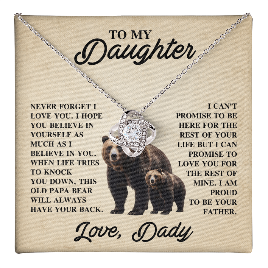 To My Daughter Love Knot Necklace – Unbreakable Bond Jewelry Gift for Birthday or Holiday