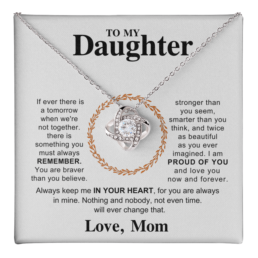 To My Daughter Necklace – Love Knot Pendant, Never Forget I Love You Gift from Dad