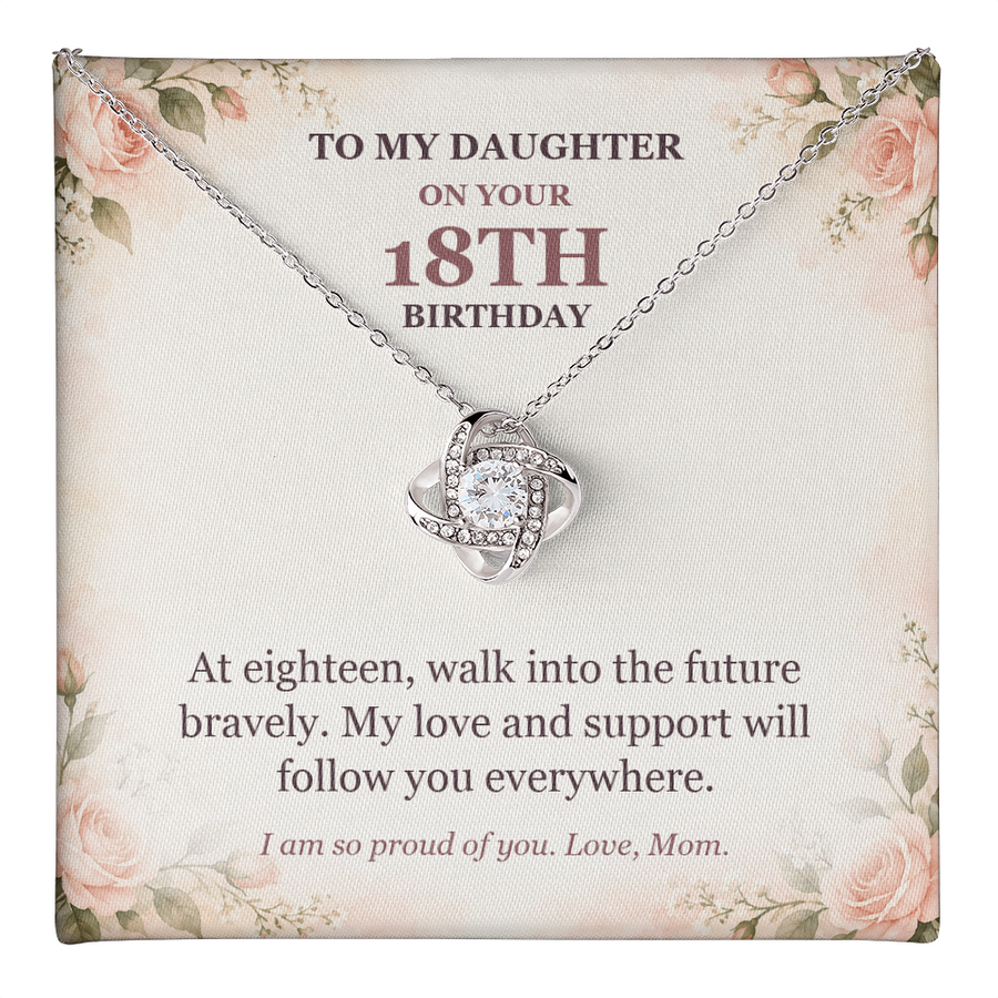 To My Daughter 18th Birthday Love Knot Necklace from Mom