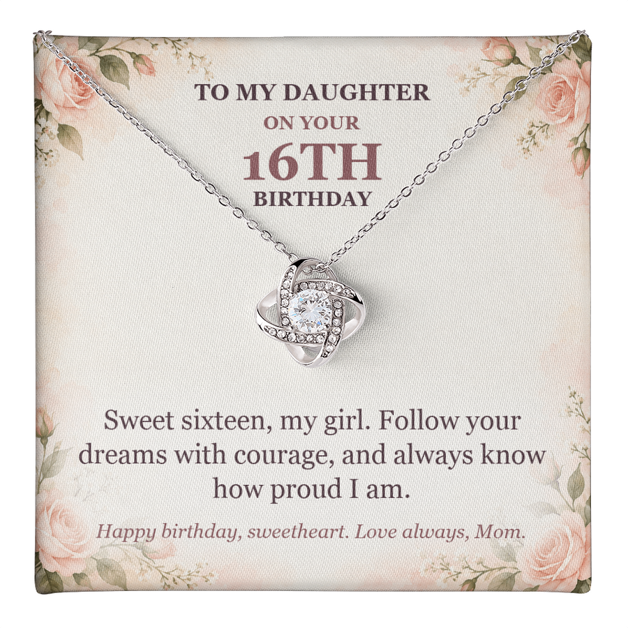 To My Daughter 16th Birthday Love Knot Necklace from Mom